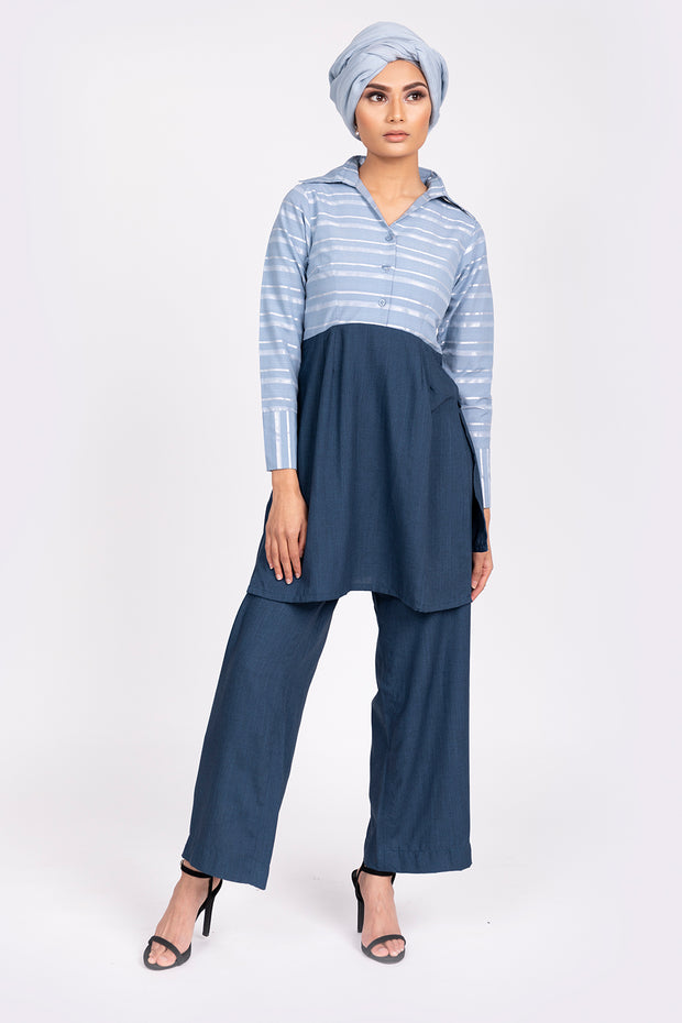 LIGHT BLUE STRIPED TOP & TROUSERS