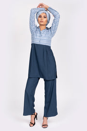 LIGHT BLUE STRIPED TOP & TROUSERS