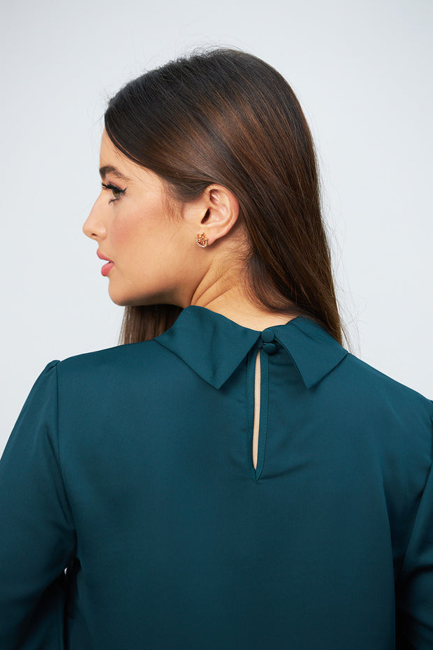 TEAL SILK BLOUSE