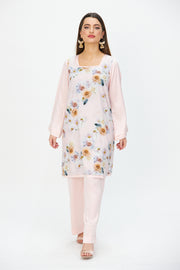 FLORAL TUNIC WITH MATCHING WIDE LEGGED TROUSERS