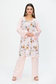 FLORAL TUNIC WITH MATCHING WIDE LEGGED TROUSERS