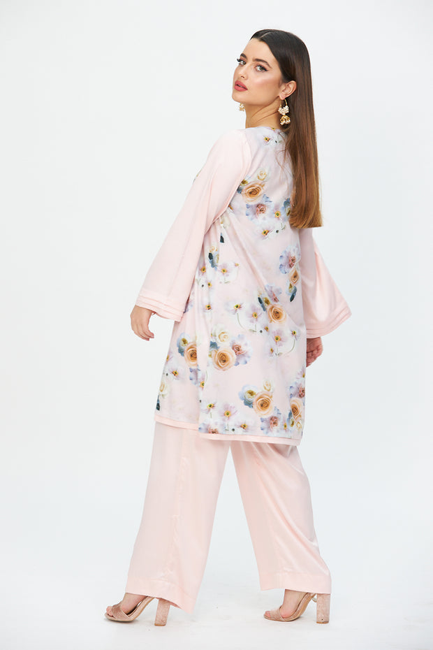 FLORAL TUNIC WITH MATCHING WIDE LEGGED TROUSERS