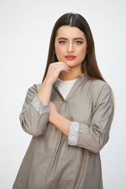 GREY EMBROIDERED cotton tunic