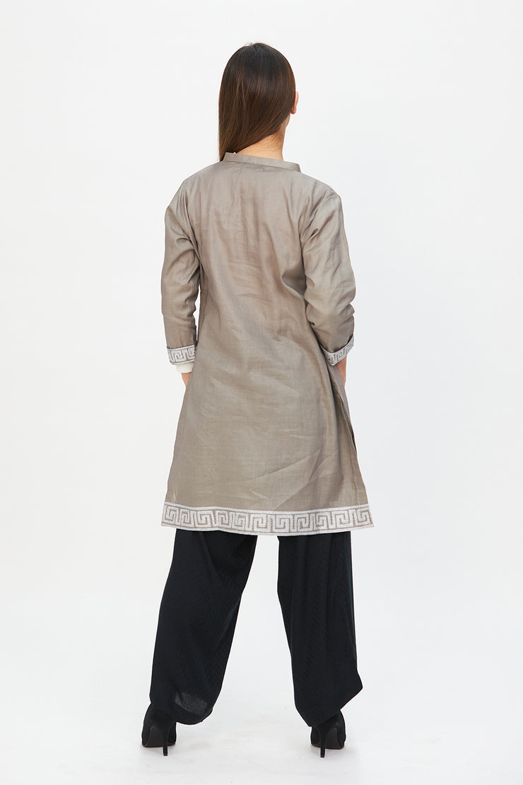 GREY EMBROIDERED cotton tunic