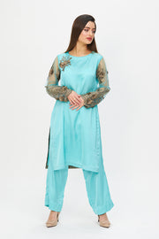 3D Embellished tunic and trousers Green (Light)