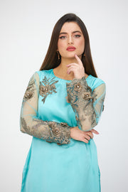 3D Embellished tunic and trousers Green (Light)