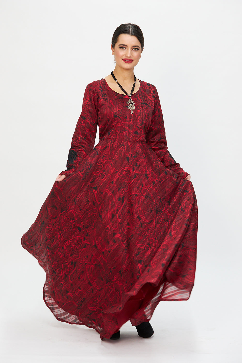 white christmas dresses Jewel Embellished and Embroidered Bodice Chiffon Long Dress Xs / Navy main image 0