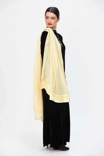 Scarf Cotton with Silk Trim Yellow