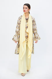 Floral Hem Dress and Wide Legged Trousers Yellow