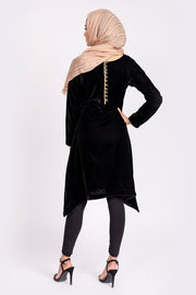 BLACK VELVET TUNIC DRESS