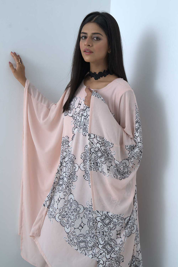 CHIFFON KAFTAN WITH SILK UNDER SHIRT