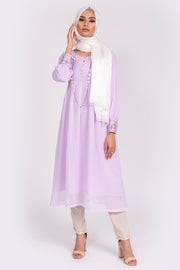 LILAC FULLY LINED CHIFFON DRESS