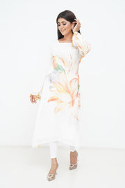 Large floral print dress White