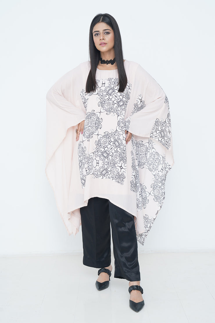 CHIFFON KAFTAN WITH SILK UNDER SHIRT