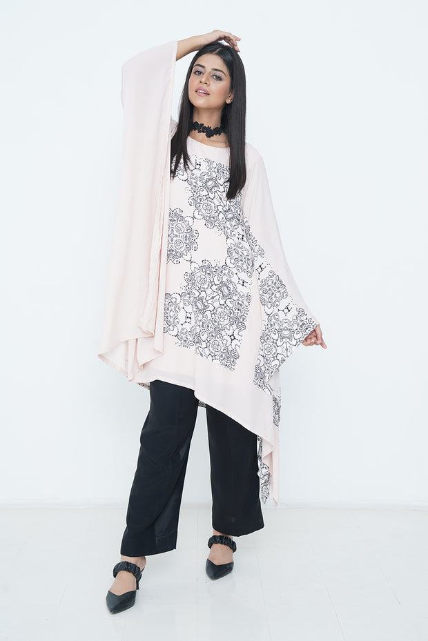 CHIFFON KAFTAN WITH SILK UNDER SHIRT