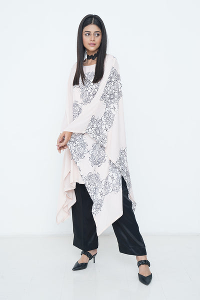 CHIFFON KAFTAN WITH SILK UNDER SHIRT