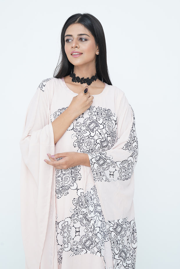 CHIFFON KAFTAN WITH SILK UNDER SHIRT