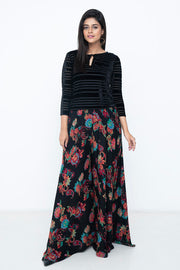 BLACK FLORAL PALAZZO PANTS