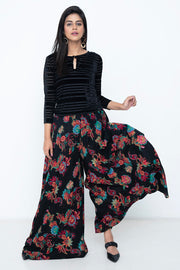 BLACK FLORAL PALAZZO PANTS