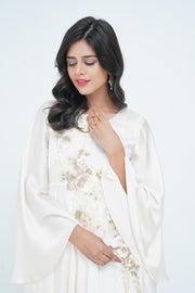 IVORY EMBROIDERED SILK DRESS