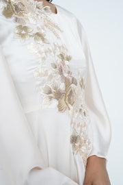 IVORY EMBROIDERED SILK DRESS