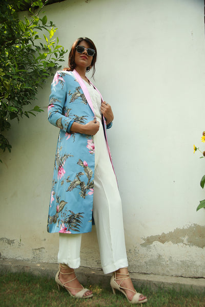 Pink & Blue long floral jacket