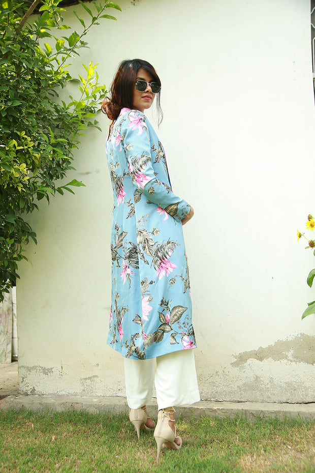 Pink & Blue long floral jacket