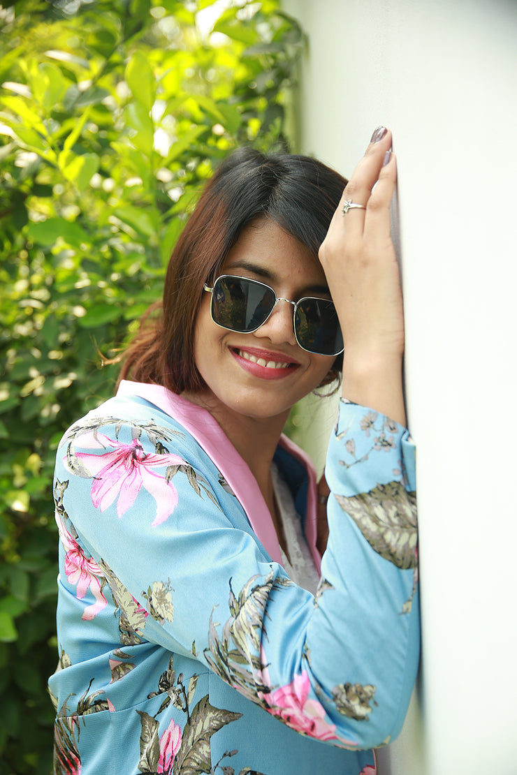 Pink & Blue long floral jacket