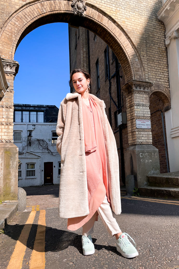 EMBROIDERED WAIST SILK WRAP DRESS & SCARF