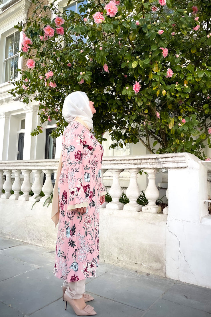 Floral Midi Dress with tie neckline