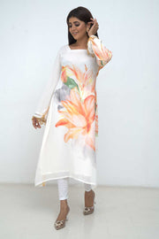 Large floral print dress White