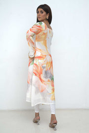 Large floral print dress White