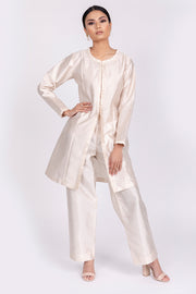 Cream Suit with Silk Trimming