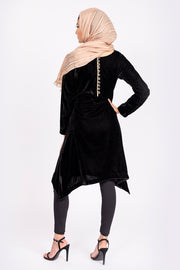 Black Velvet Buttoned Dress