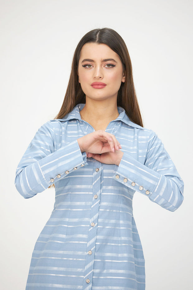 Ladies Blue Striped Shirt